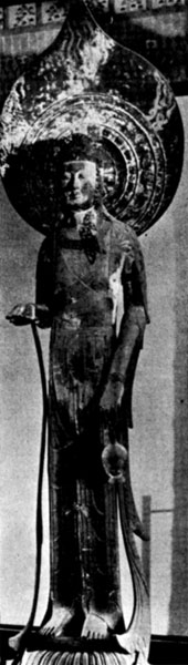 25. Статуя Каннон-босацу (так называемая Кудара-Каннон). VII в. Монастырь Хорюдзи близ Нары