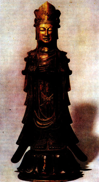28. Статуя Канноп-босацу. Бронза. VII в. Монастырь Хорюдзи близ Нары. Цветная