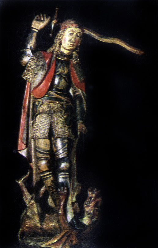 Niederländlscher Bildhauer aus dem 15. Jh. Der Erzengel Michael. Zwischen 1480 und 1490